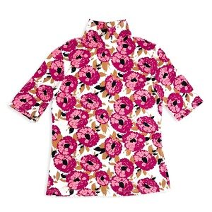 💐 Frank and Oak “The Mockneck” T-Shirt in Fuschia Floral 💐